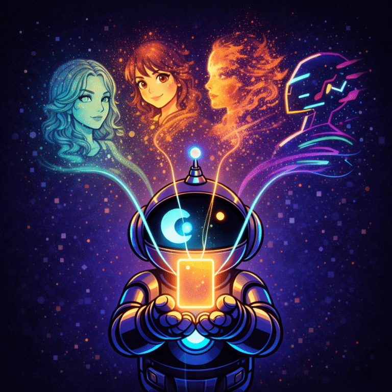 AInstain holding a glowing prompt card with multiple surreal AI-generated art styles emerging above, representing Playground AI image generation and creative experimentation.